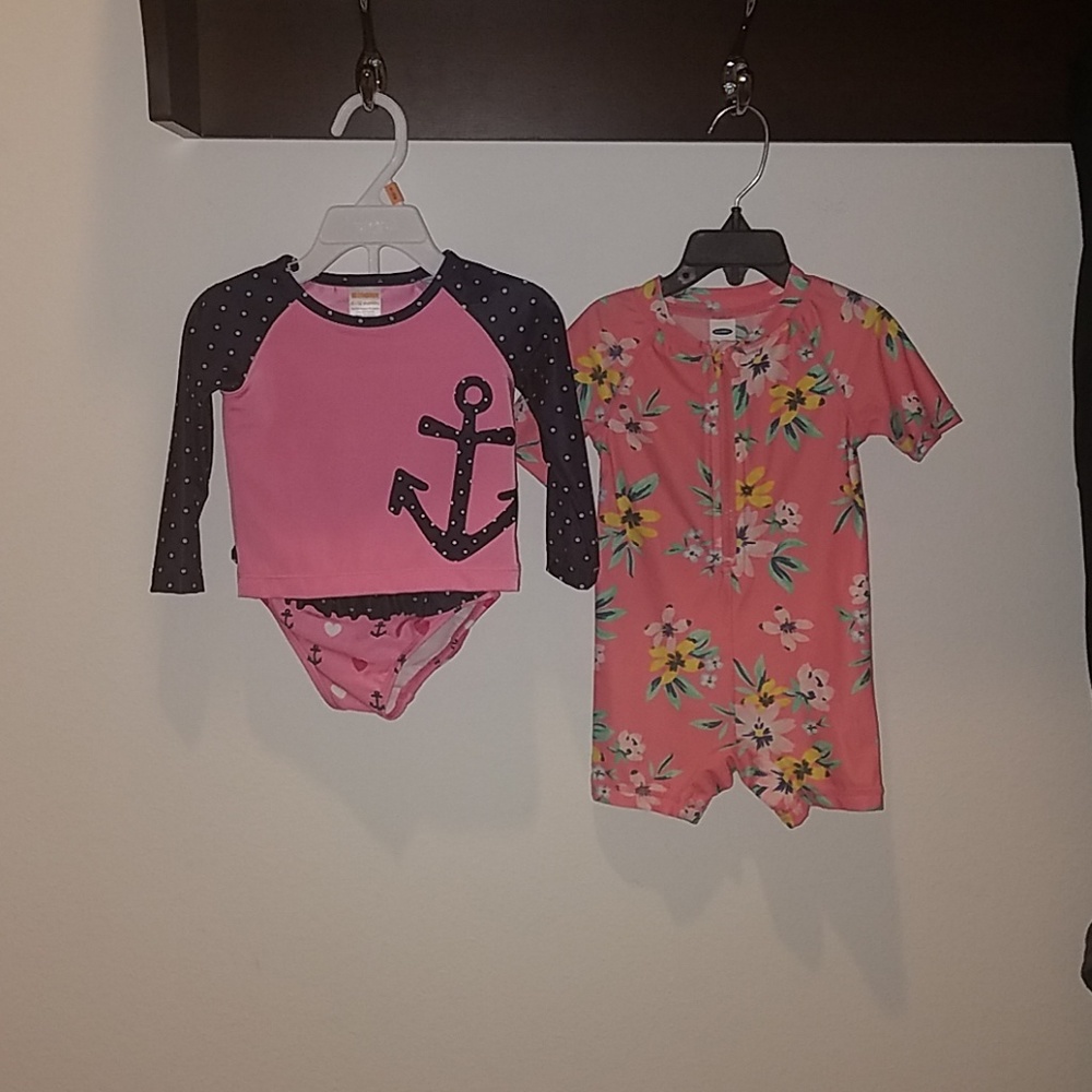 2 UV protection girls swimwear.